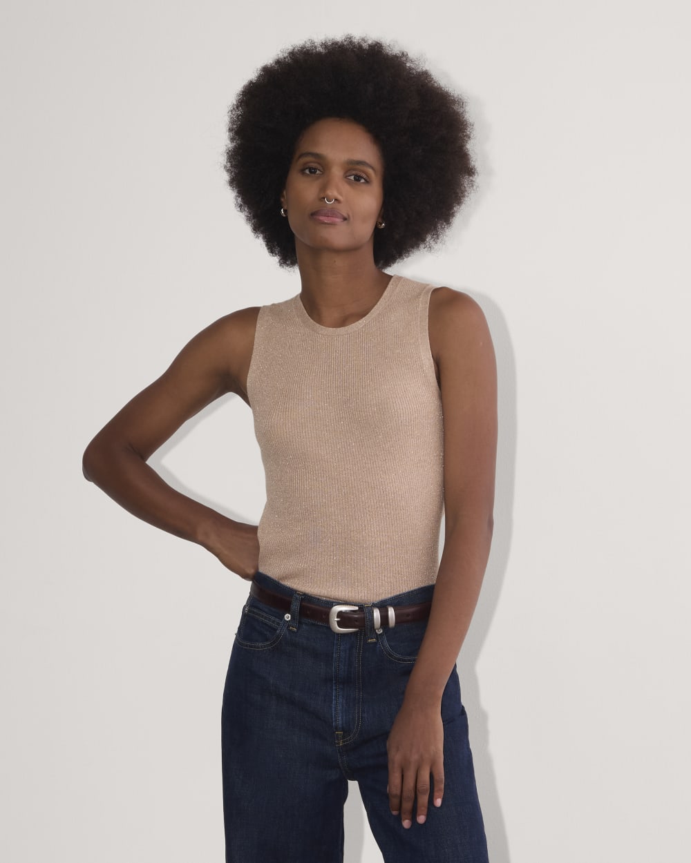 womens-lurex-merino-ribbed-tank-rose-gold | primary