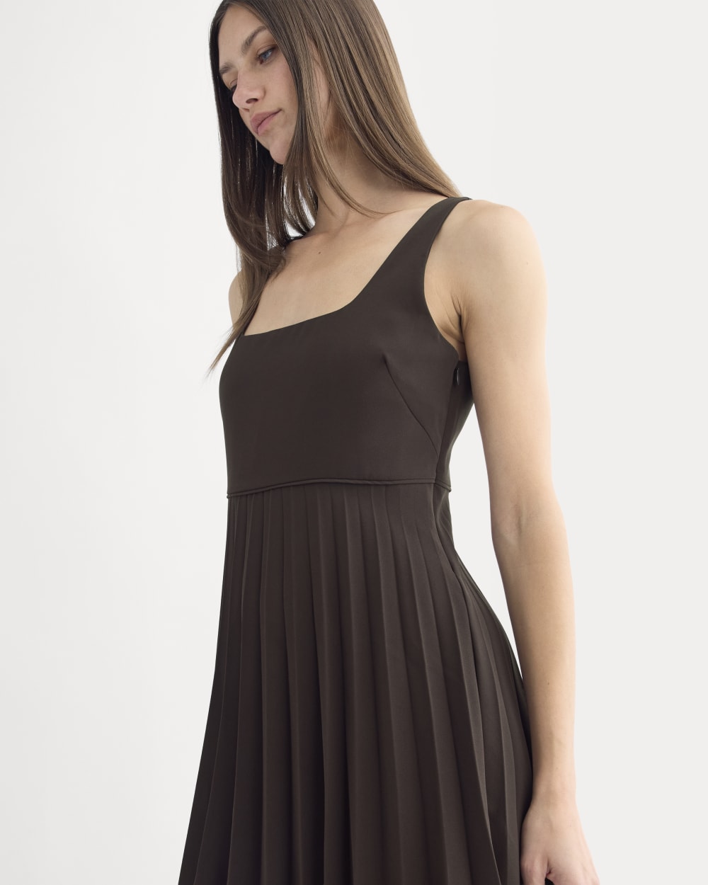 womens-drapey-crepe-mini-dress-dark-chocolate