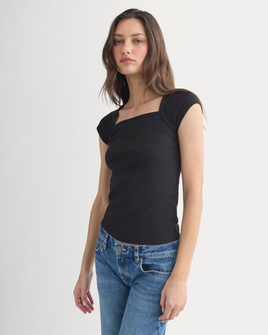 womens-retrosoft-cotton-square-neck-tee-black | primary