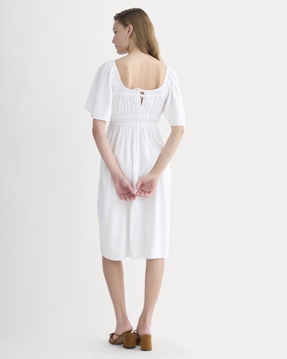 The Flutter-Sleeve Dress in Stretch Linen | White Everlane The Flutter-Sleeve Dress in Stretch Linen | White Everlane