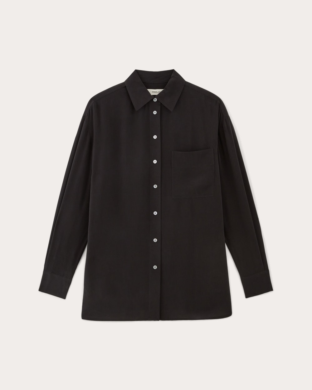 womens-washable-silk-oversized-shirt-black | alt