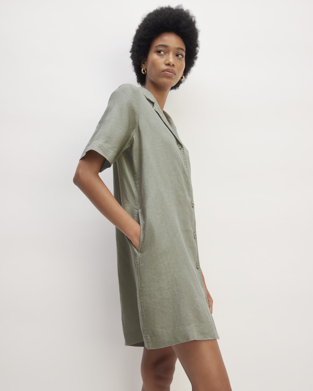 The Shirtdress in Linen | Sage Green Everlane The Shirtdress in Linen | Sage Green Everlane