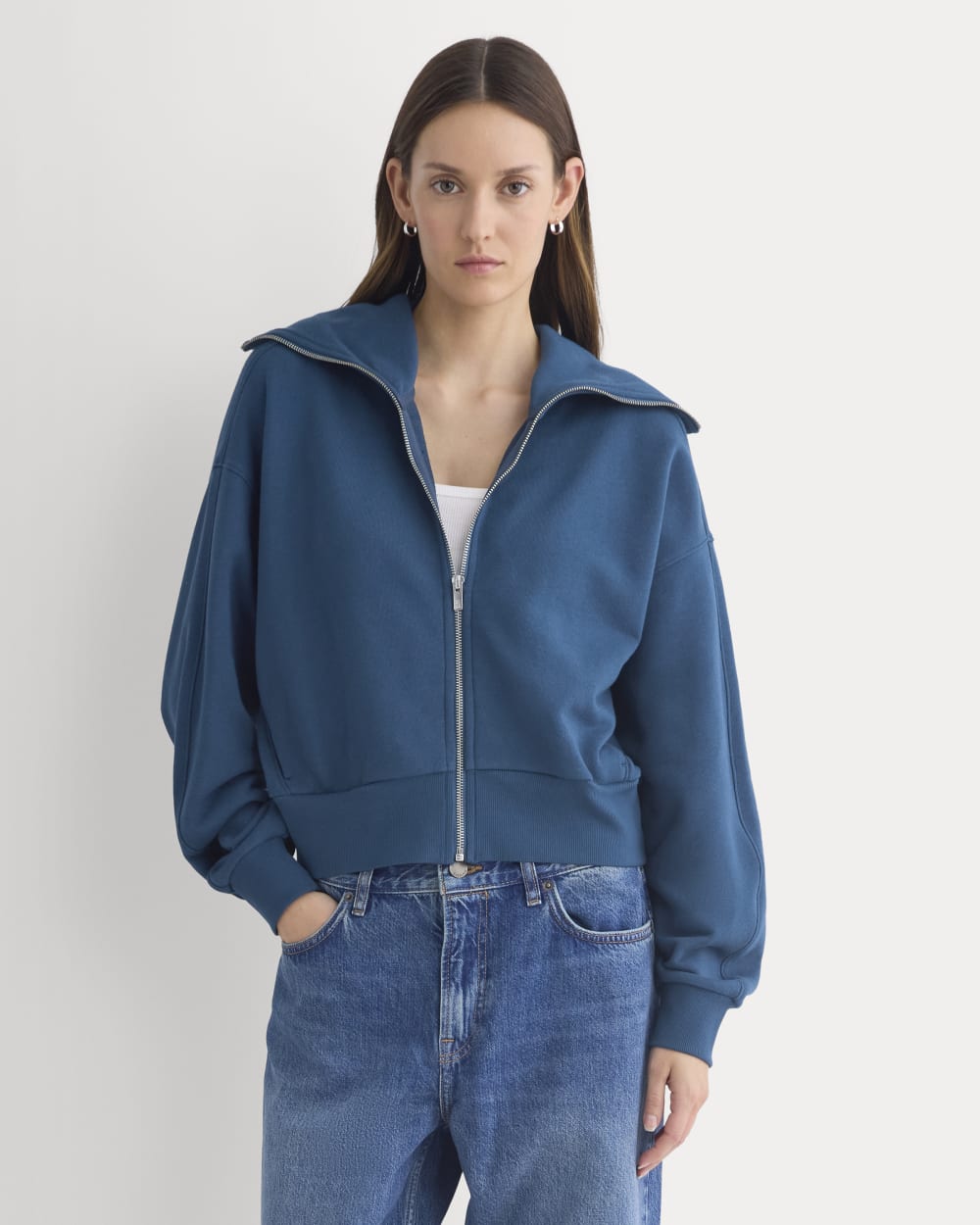 womens-lightweight-terry-crop-full-zip-blue-wing-teal | primary