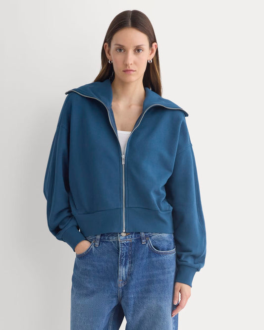 womens-lightweight-terry-crop-full-zip-blue-wing-teal | primary