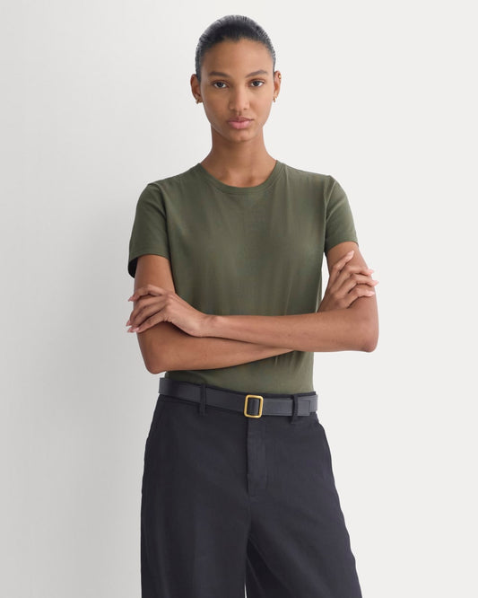womens-organic-cotton-slim-crew-tee-olive-night | primary