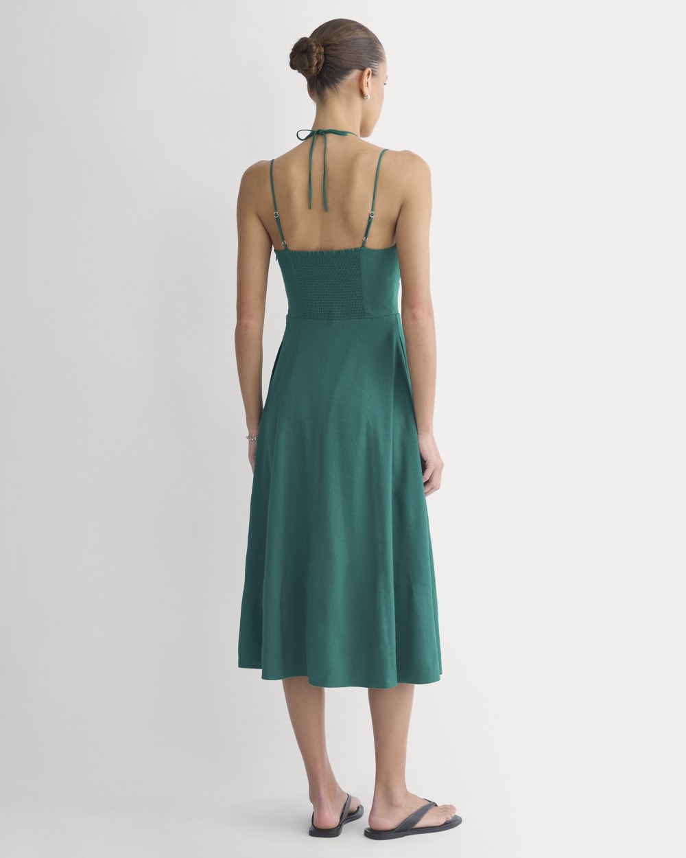 womens-tie-neck-dress-in-stretch-linen-evergreen