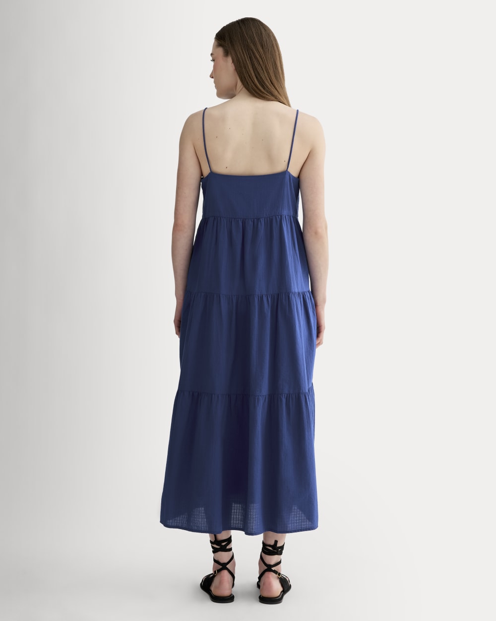 blue dress for baby girl Woven Cotton Gauze Maxi Dress with Side Pockets Light Blue from a.ren main image 0