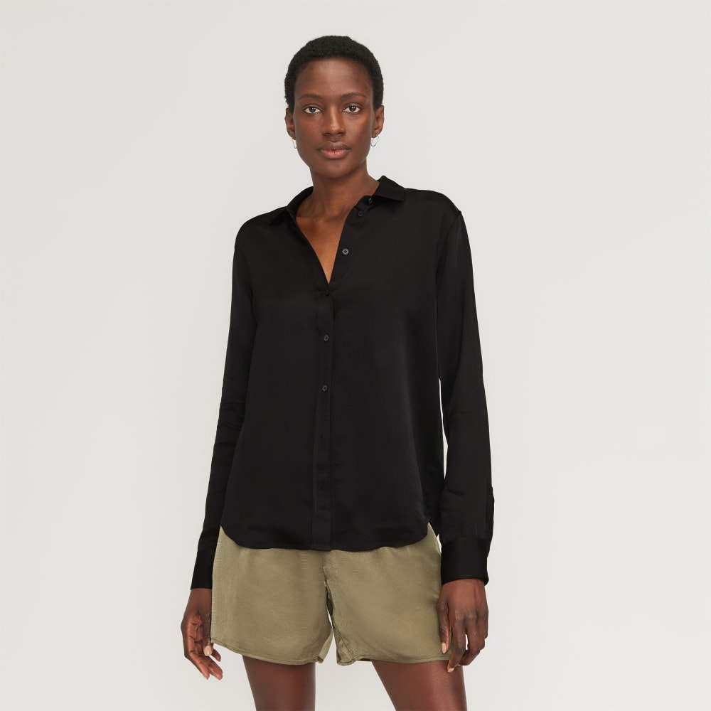 womens-satin-relaxed-shirt-black | primary
