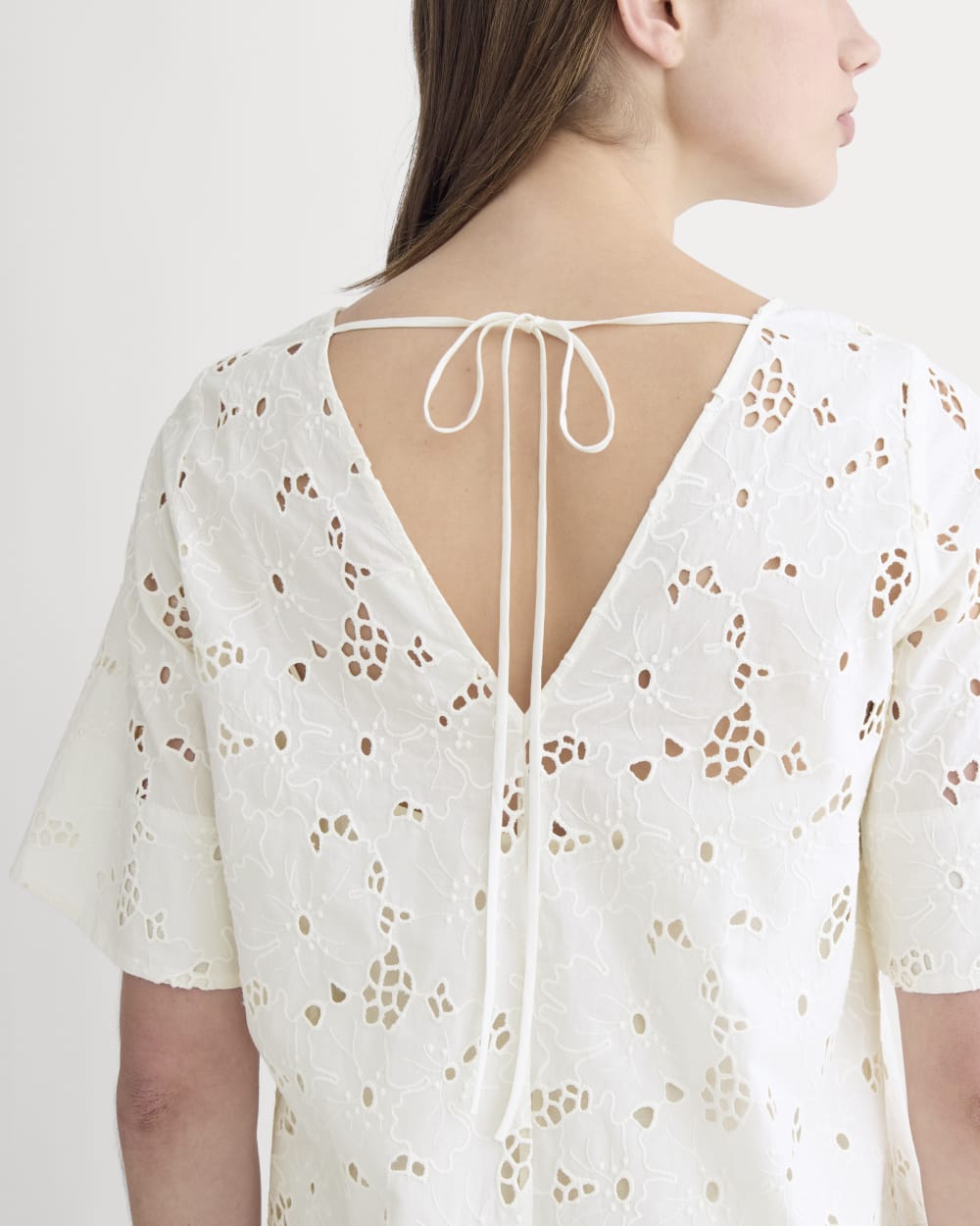 Everlane Eyelet Mini Shift Dress In Bone, Size XXS, Cotton Everlane Eyelet Mini Shift Dress In Bone, Size XXS, Cotton