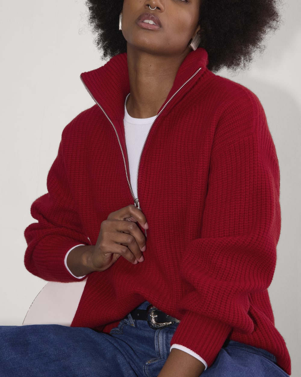 The Half-Zip Sweater in Luxe Merino | Berry Red – Everlane
