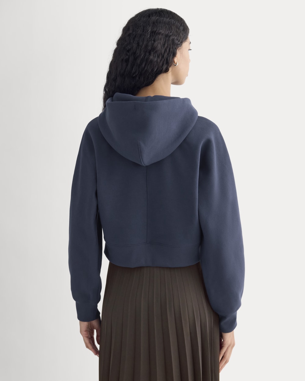 Luxe Fleece Full-Zip Cropped Hoodie | Navy – Everlane