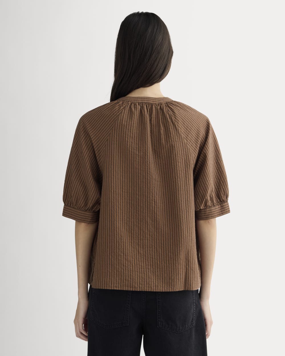 womens-gauze-gathered-top-carob-brown-black