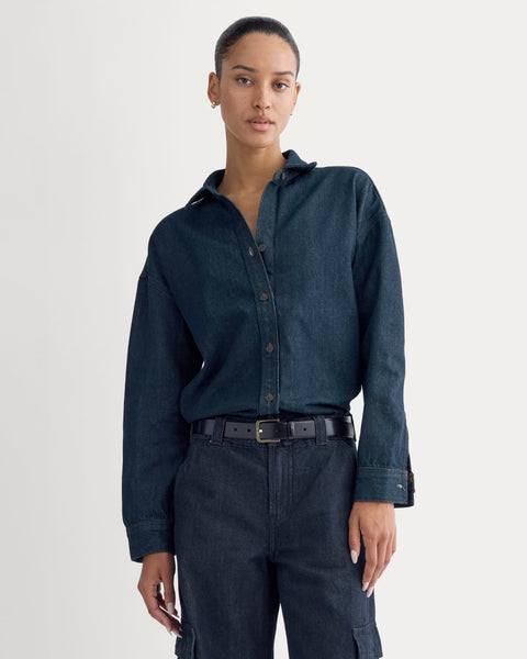 oversized denim dress shirt Everlane Oversized Denim Shirt In Tungsten Rinse, Size 8, Cotton