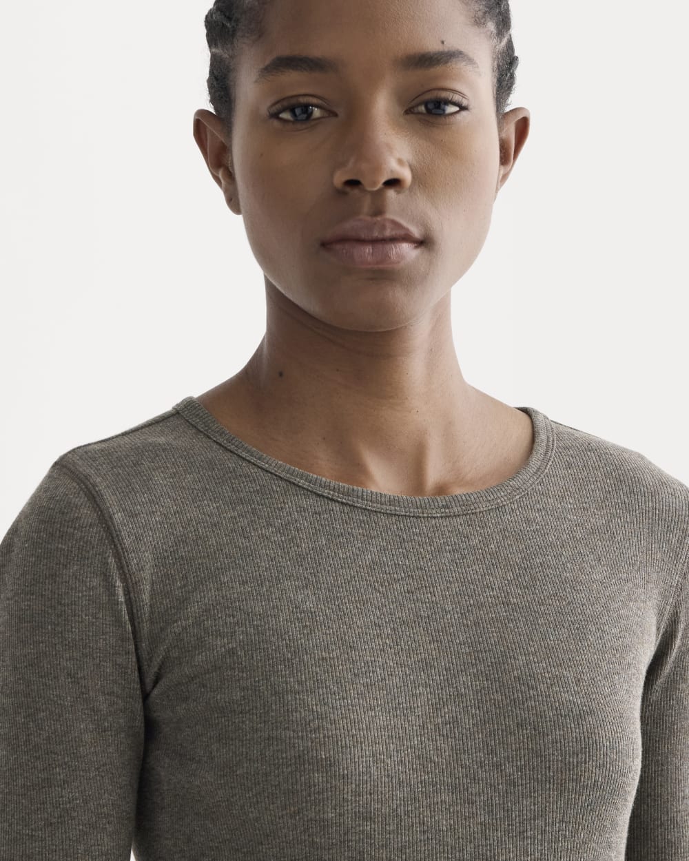 The Luxe Rib Long-Sleeve Crew | Washed Heathered Fatigue – Everlane