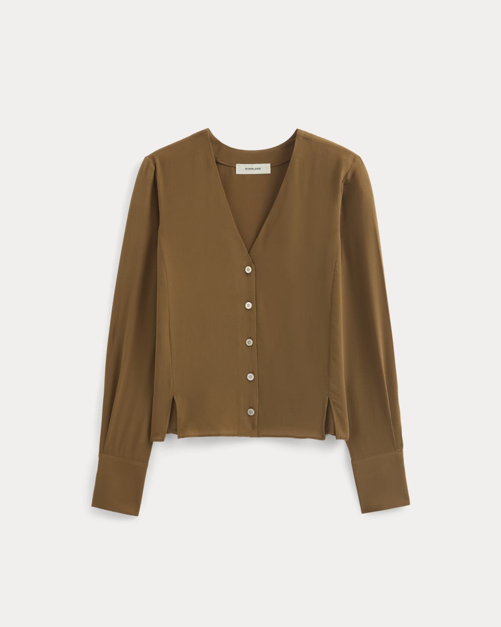 womens-v-neck-blouse-in-washable-silk-toffee | alt