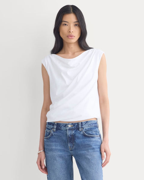 Boatneck Twisted Top in Essential Cotton | White – Everlane