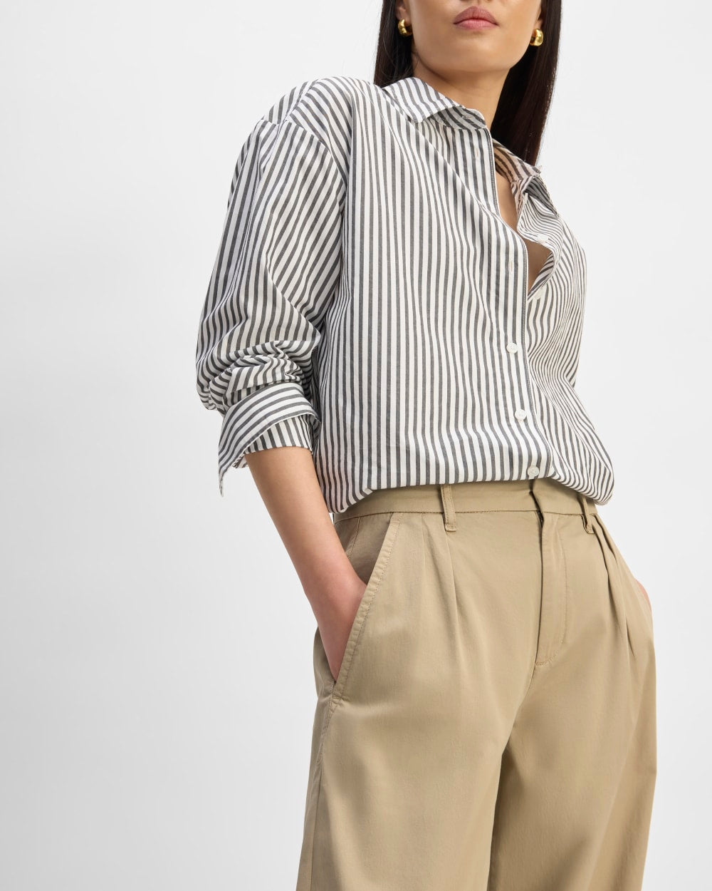 womens-pleated-wide-leg-chino-trench-coat-khaki