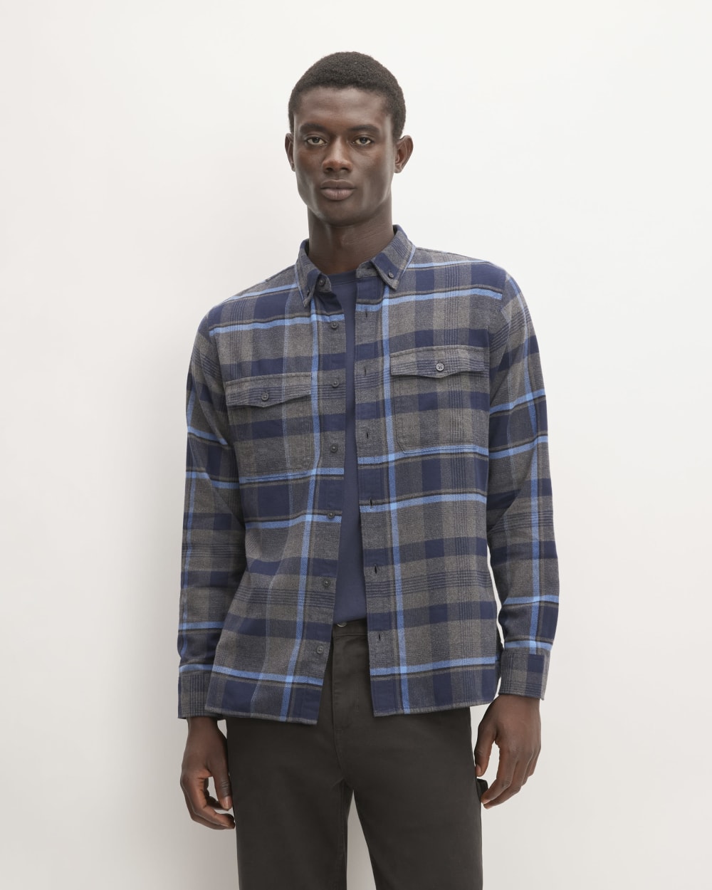 mens-modern-flannel-shirt-blue-black-navy-charcoal | primary