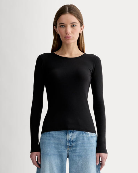 The Luxe Rib Long-Sleeve Crew | Black – Everlane