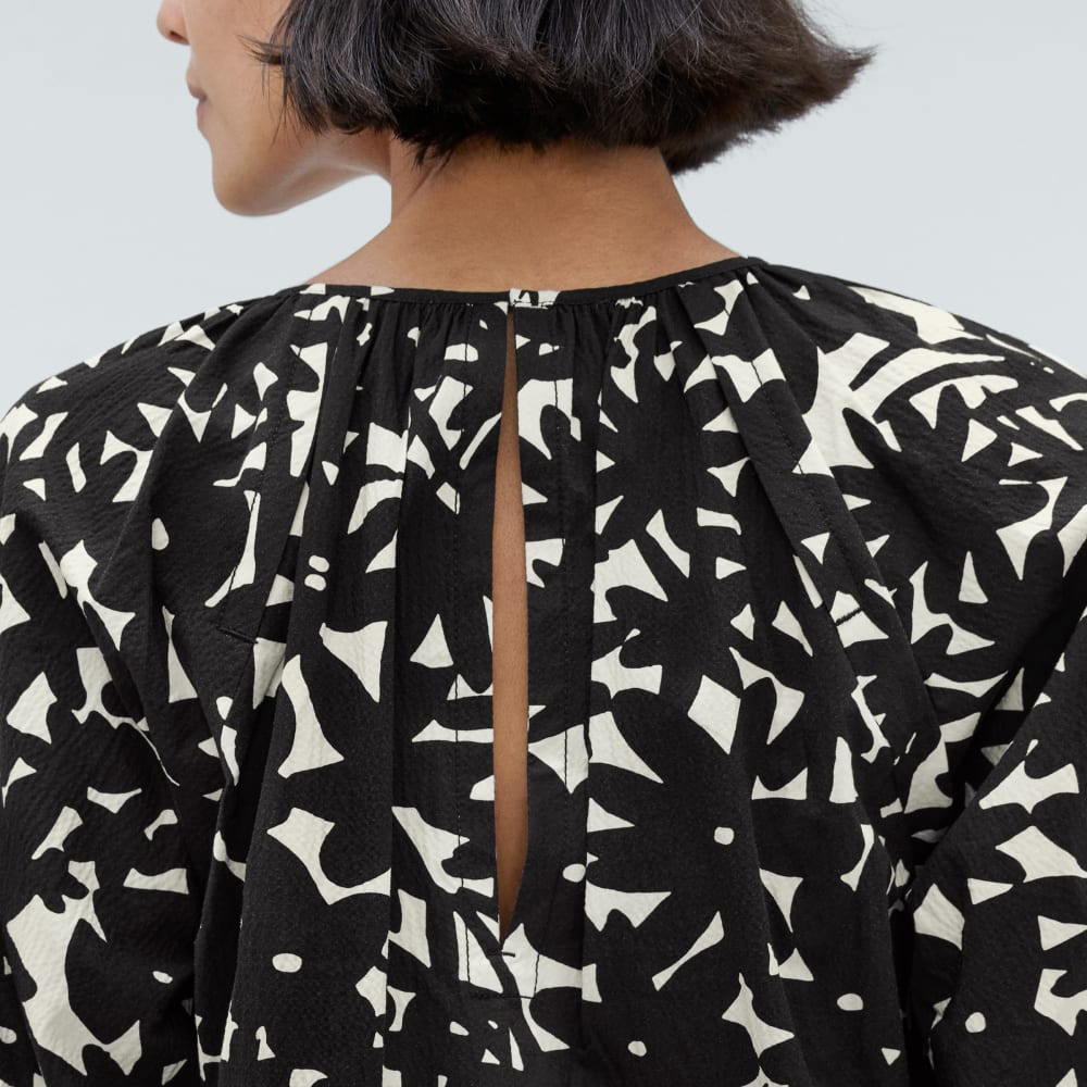 womens-seersucker-puff-sleeve-dress-black-canvas-floral