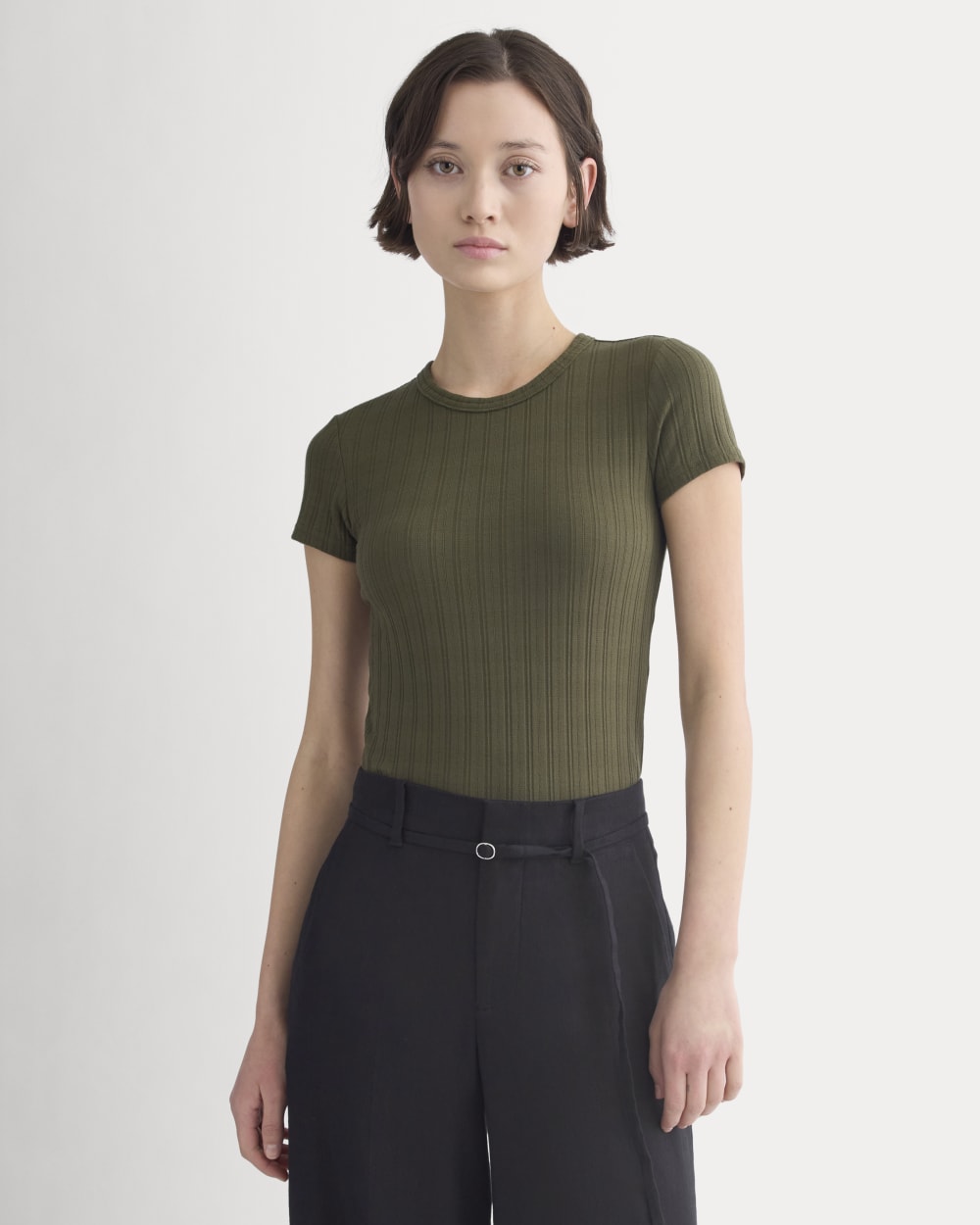 womens-cropped-crew-in-pointelle-olive-night | primary