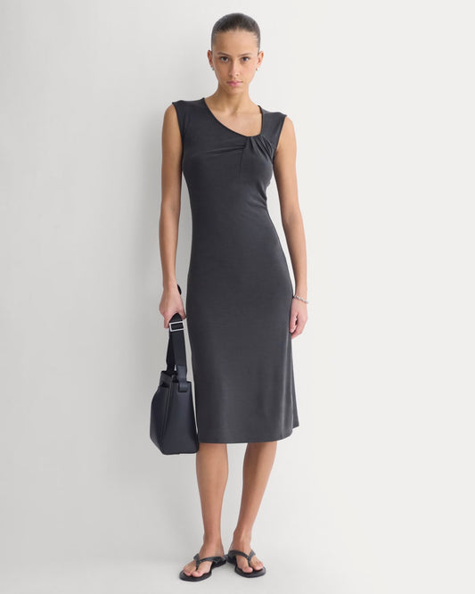 womens-knit-asymmetrical-midi-dress-black | primary