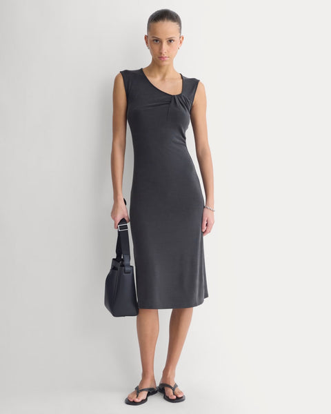 asymmetrical twist knit midi dress Women's Asymmetrical Knit Midi Dress in Bright Blue | Size L
