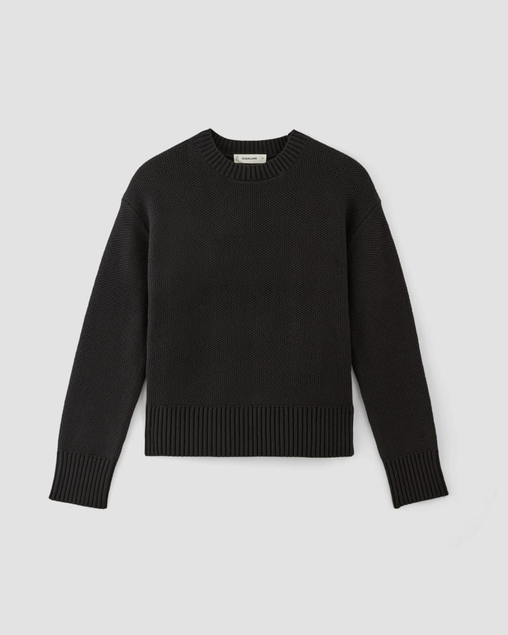 The Cotton Honeycomb Square Crew | Black – Everlane
