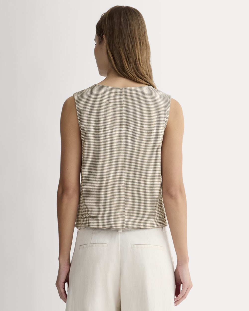 The Vest in Stretch Linen | Deep Taupe Mini Gingham – Everlane