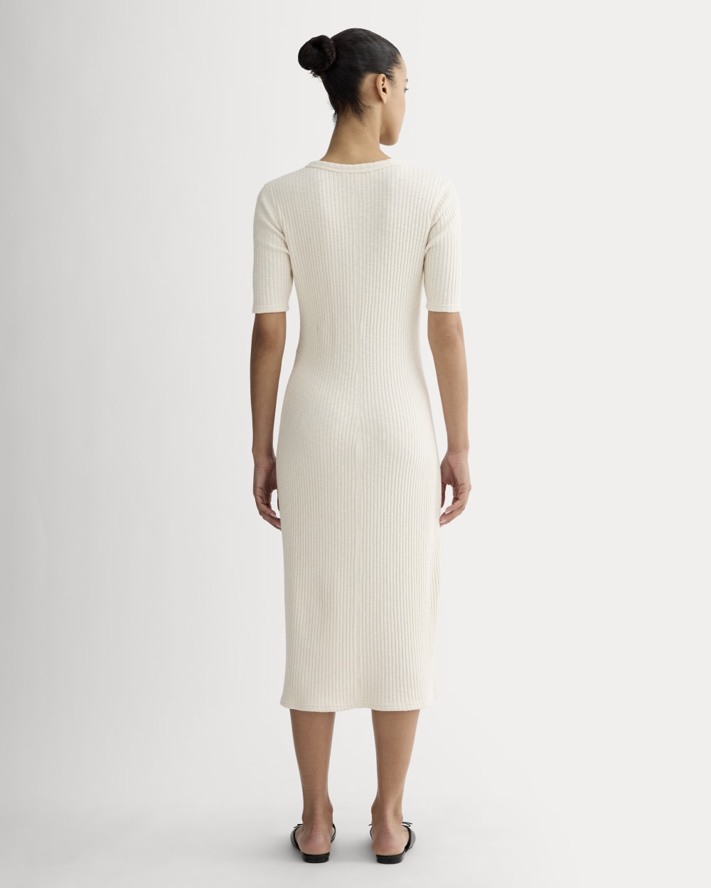 Everlane Rib-Knit Henley Dress In Bone, Size XXL, Cotton Everlane Rib-Knit Henley Dress In Bone, Size XXL, Cotton