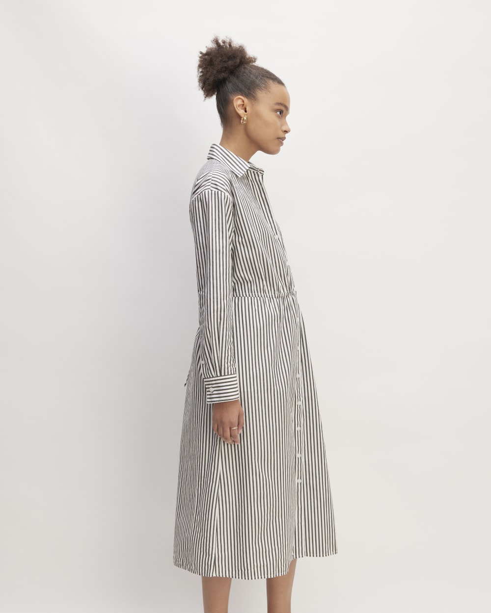 The Supima Cotton Midi Shirt Dress | Optic White / Black  Everlane