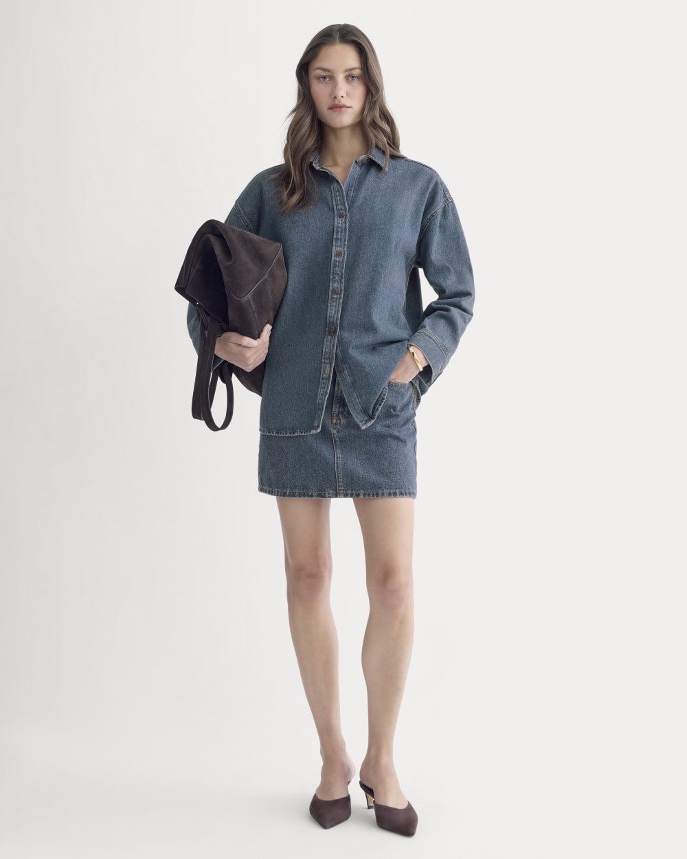 Everlane Oversized Denim Shirt in Tungsten Blue Stone, Size 16, Cotton Everlane Oversized Denim Shirt in Tungsten Blue Stone, Size 16, Cotton