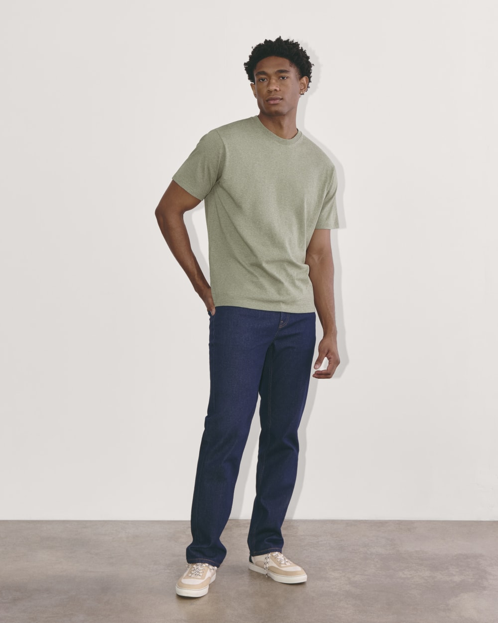 The Premium-Weight Relaxed Crew | Uniform | Heather Sage Green