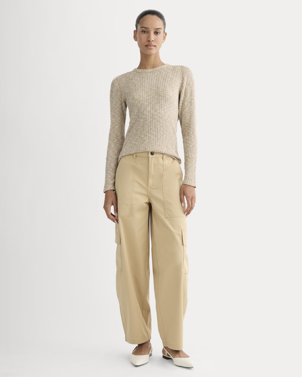 The Cozy Rib Long-Sleeve Tee | Cornstalk / Bone Twist – Everlane