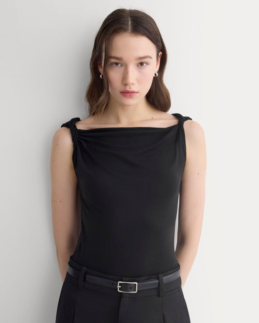 womens-cowl-neck-twist-tank-butterluxe-black | primary