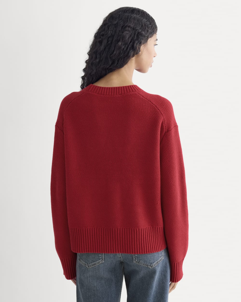 The Cotton Honeycomb Square Crew | Berry Red – Everlane