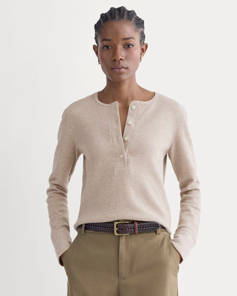 Boxy Henley in Cozy Waffle | Heathered Oatmeal – Everlane