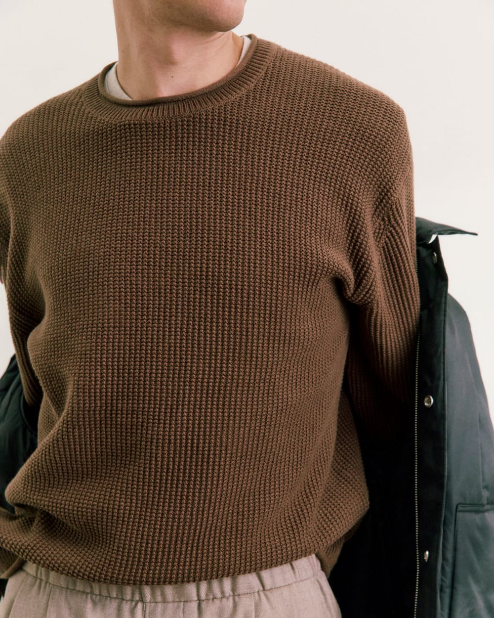 Waffle Rollneck Crew in Everyday Cotton | Cocoa – Everlane
