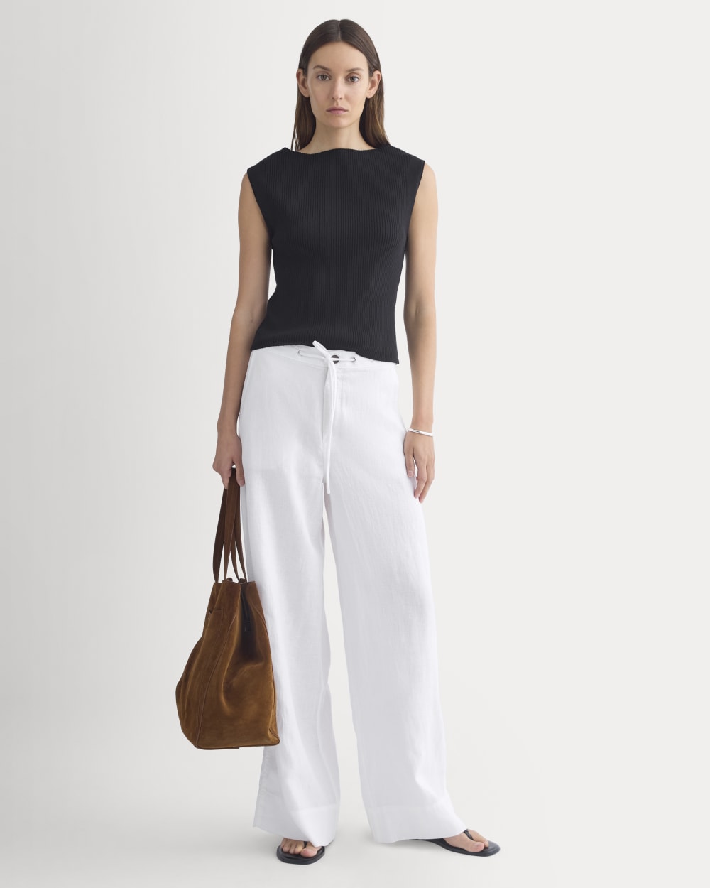womens-wide-leg-drawstring-pant-in-linen-white | primary