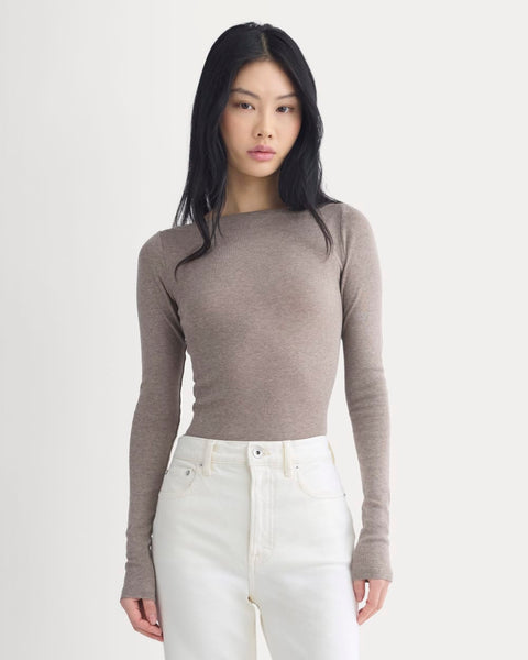 Tissue Boatneck Top | Heathered Chocolate Chip – Everlane