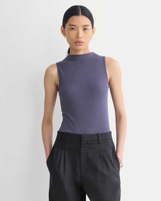 womens-supima-micro-rib-funnel-neck-tank-graystone | primary