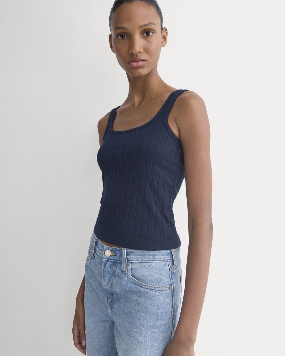 Scoop-Neck Tank in Pointelle
