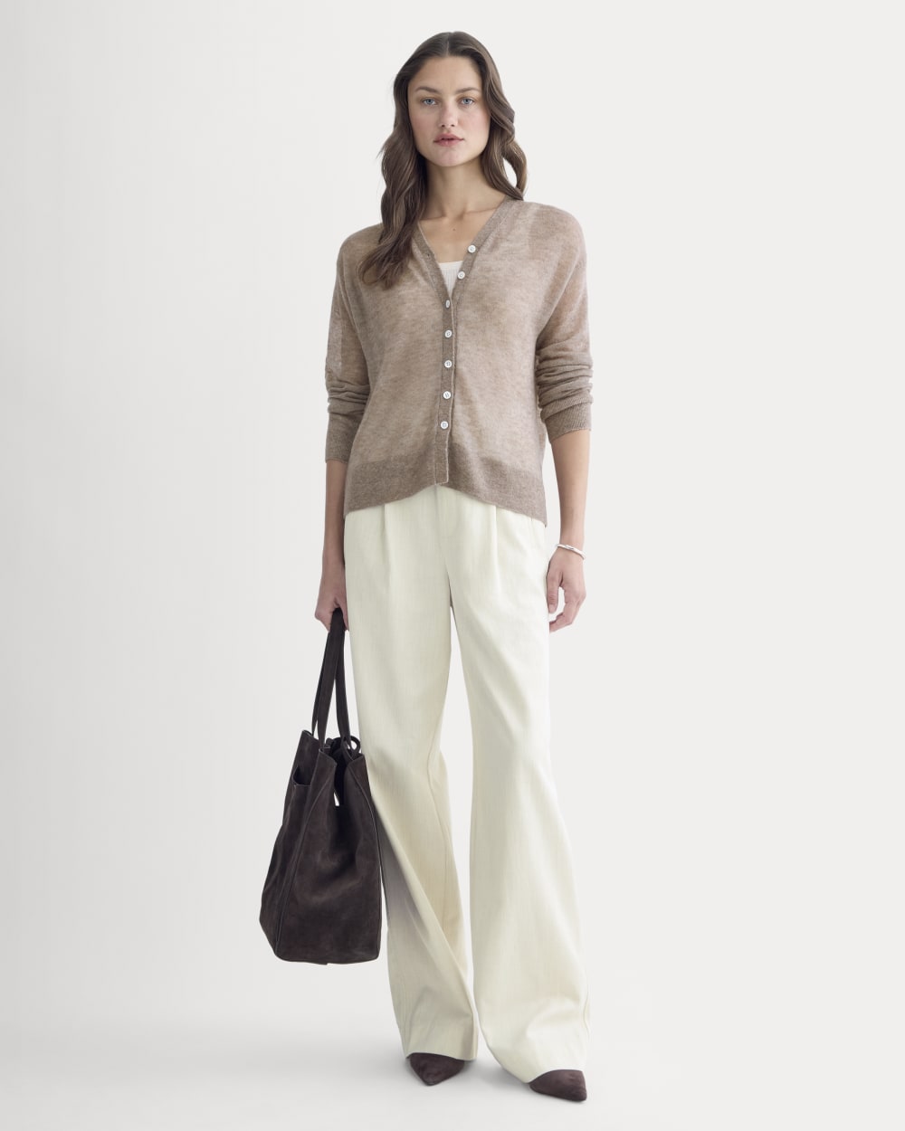 The Air Alpaca ™ High V Cardigan | Heathered Chocolate Chip – Everlane