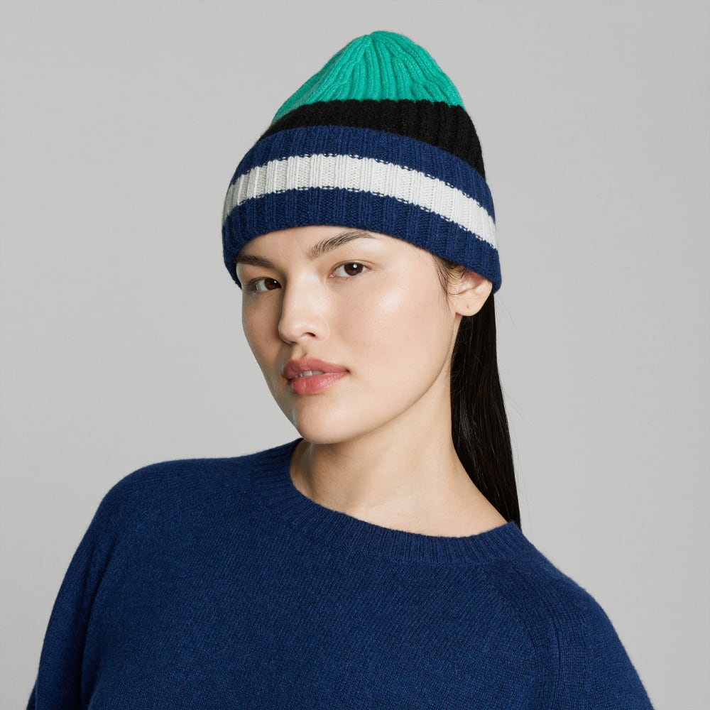 unisex-recashmere-beanie-bright-navy-multi-stripe