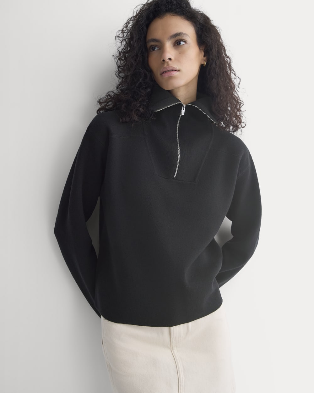 Double Knit Half-Zip in Cotton Merino