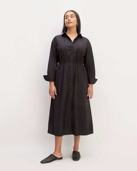 The Supima Cotton Midi Shirt Dress | Black Everlane The Supima Cotton Midi Shirt Dress | Black Everlane