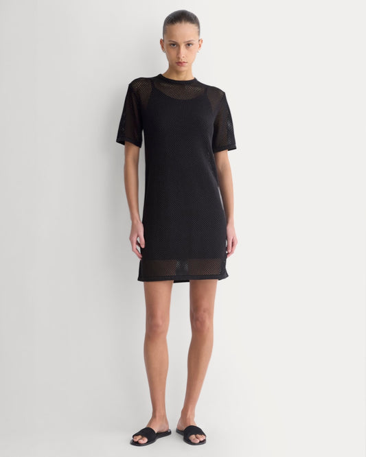 womens-mesh-knit-short-sleeve-dress-black | primary