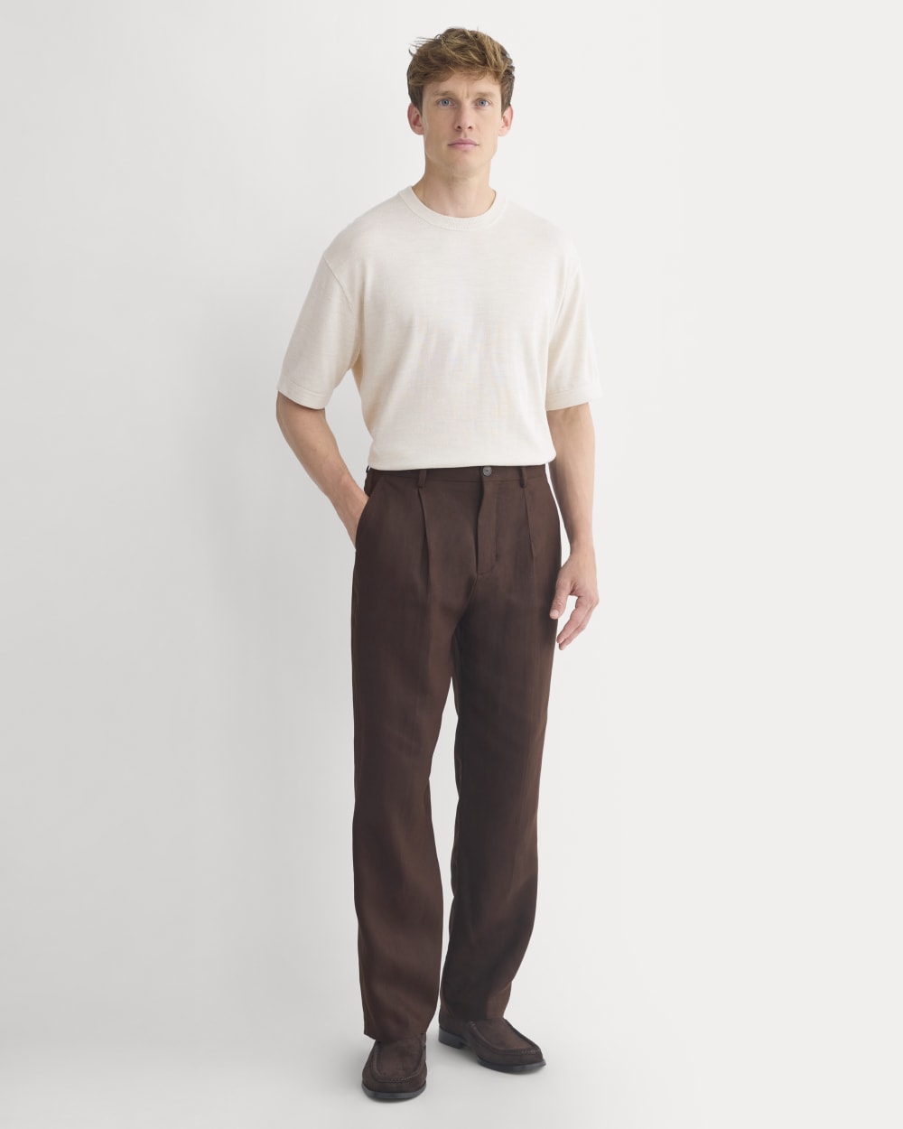 mens-soyeux-linen-pleated-trouser-dark-brown | primary