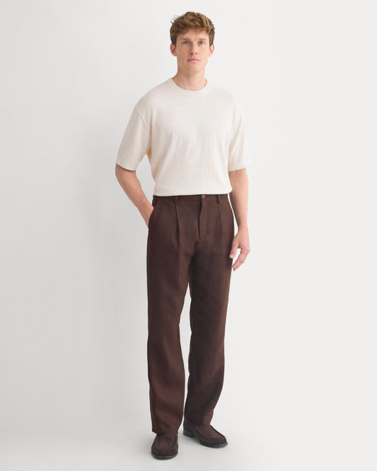 mens-soyeux-linen-pleated-trouser-dark-brown | primary