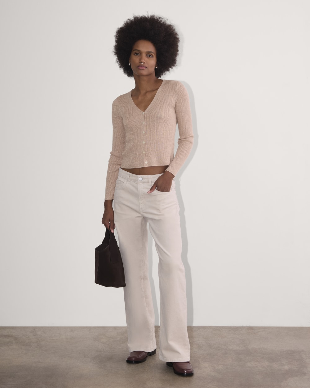 The Cardigan in Lurex Merino | Rose Gold – Everlane